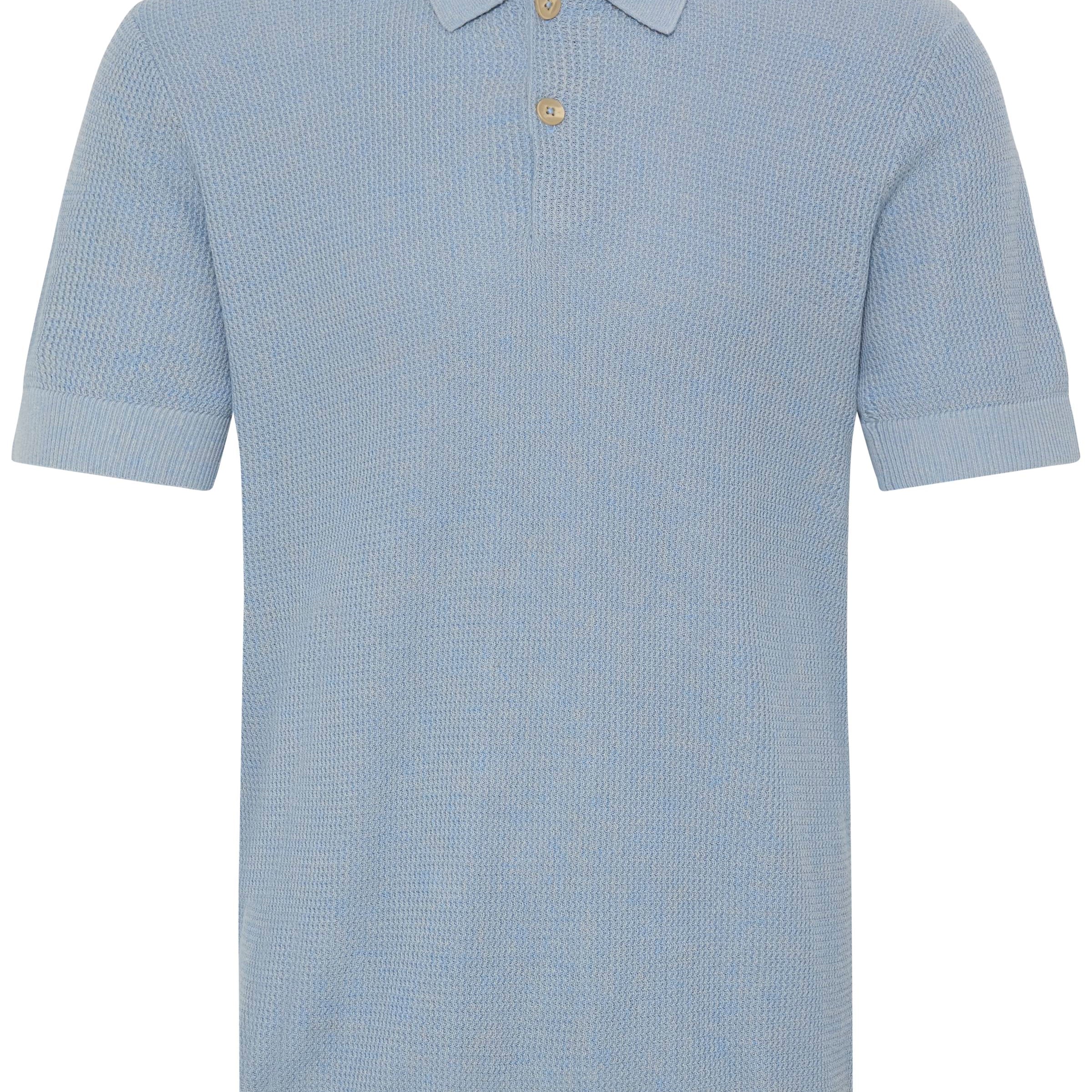 BLEND DITMER WAFFLE POLO - LICHEN BLUE