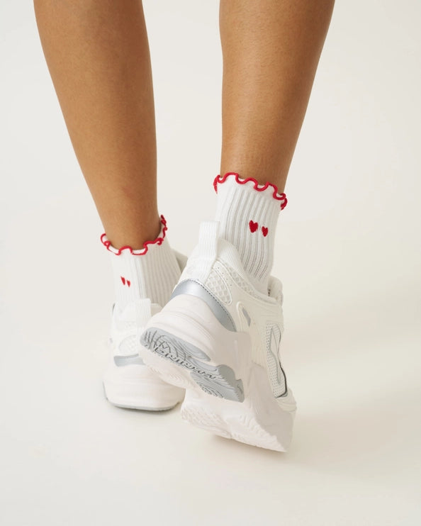 EFFORTLESS CLUB RUFFLED GRIP SOCKS - RED