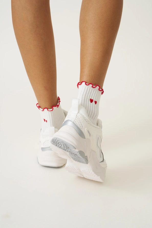 EFFORTLESS CLUB RUFFLED GRIP SOCKS - RED
