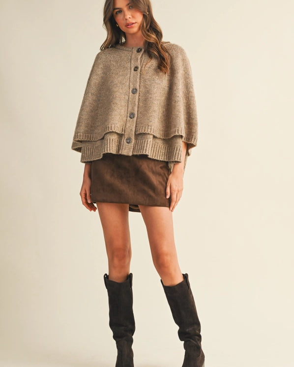 MS FITTED SUEDE MINI SKIRT - ESPRESSO