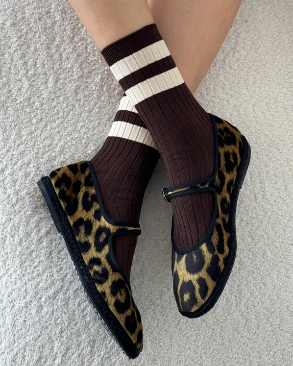 LE BON SHOPPE HER SOCKS VARSITY - ESPRESSO