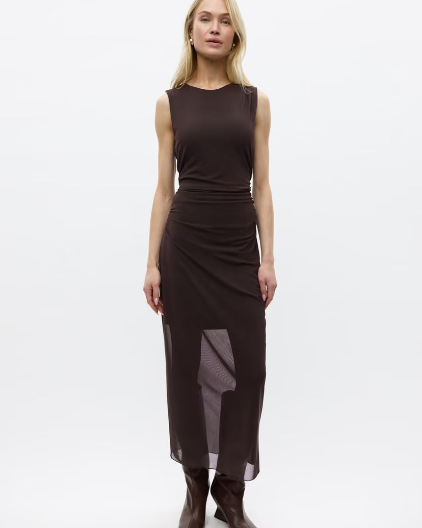 ENVII ENNICOLA MESH SL TANK DRESS - CHOCOLATE TORTE