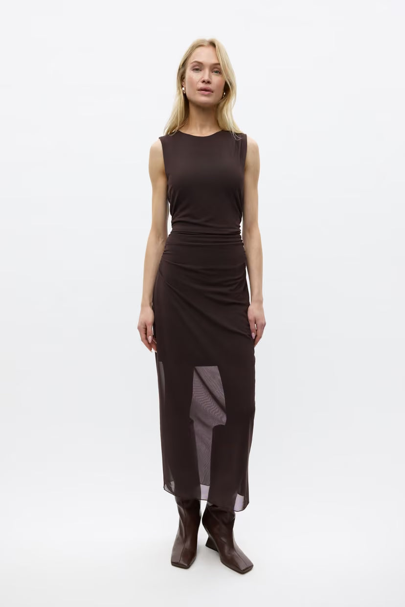 ENVII ENNICOLA MESH SL TANK DRESS - CHOCOLATE TORTE