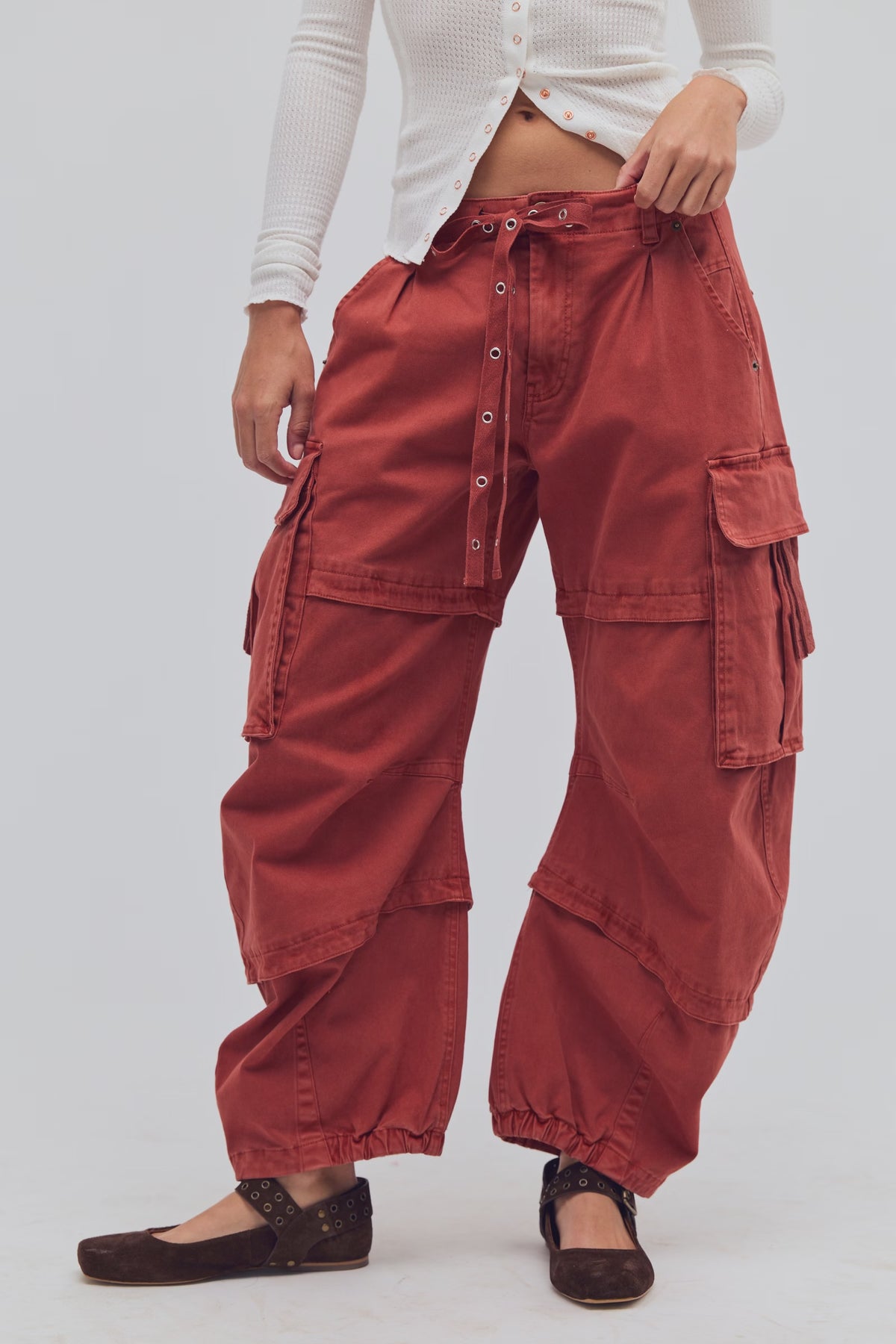 *PRE ORDER* FREE PEOPLE REEF CURVED CARGO TWILL PANT - BURNT CHILIS