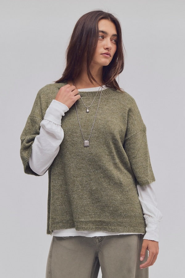 FREE PEOPLE MARGOT SWEATER TEE - KALAMATA MELANGE