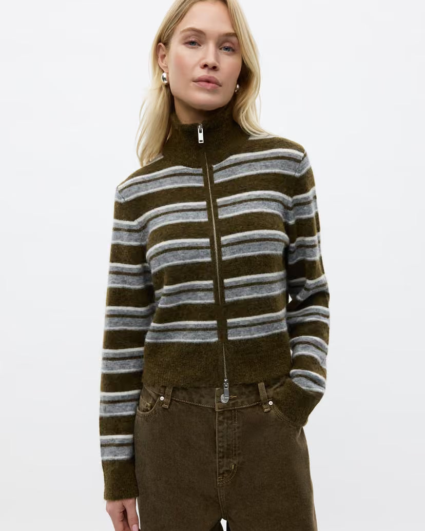 ENVII EMBESSIE LS CARIGAN - OLIVE STRIPE