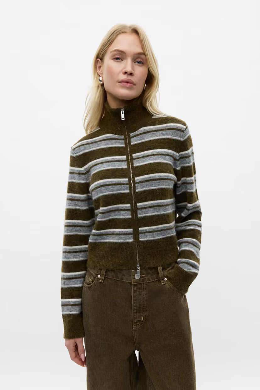 ENVII EMBESSIE LS CARIGAN - OLIVE STRIPE