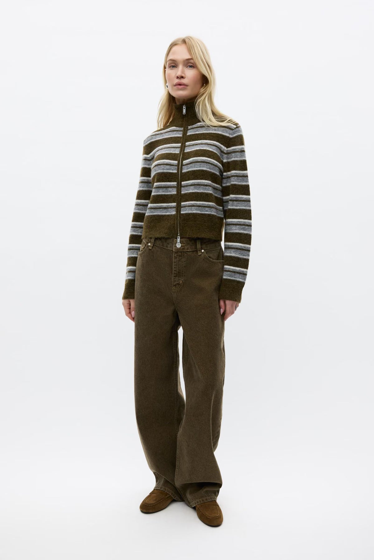 ENVII EMBESSIE LS CARIGAN - OLIVE STRIPE