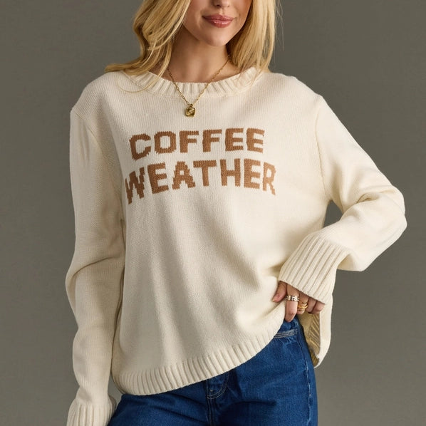 COFFEE WEATHER KNIT SWEATER - IVORY