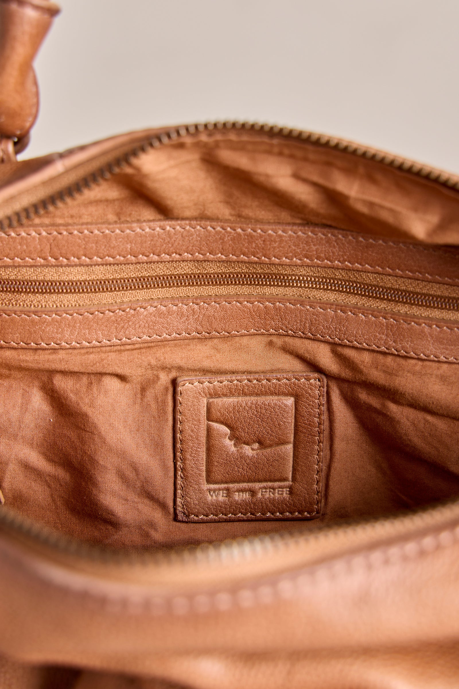 FREE PEOPLE BABY EMERSON LEATHER TOTE - SADDLE