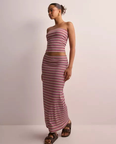 KARLEE RIBBED MIDI SKIRT - WILD ROSE