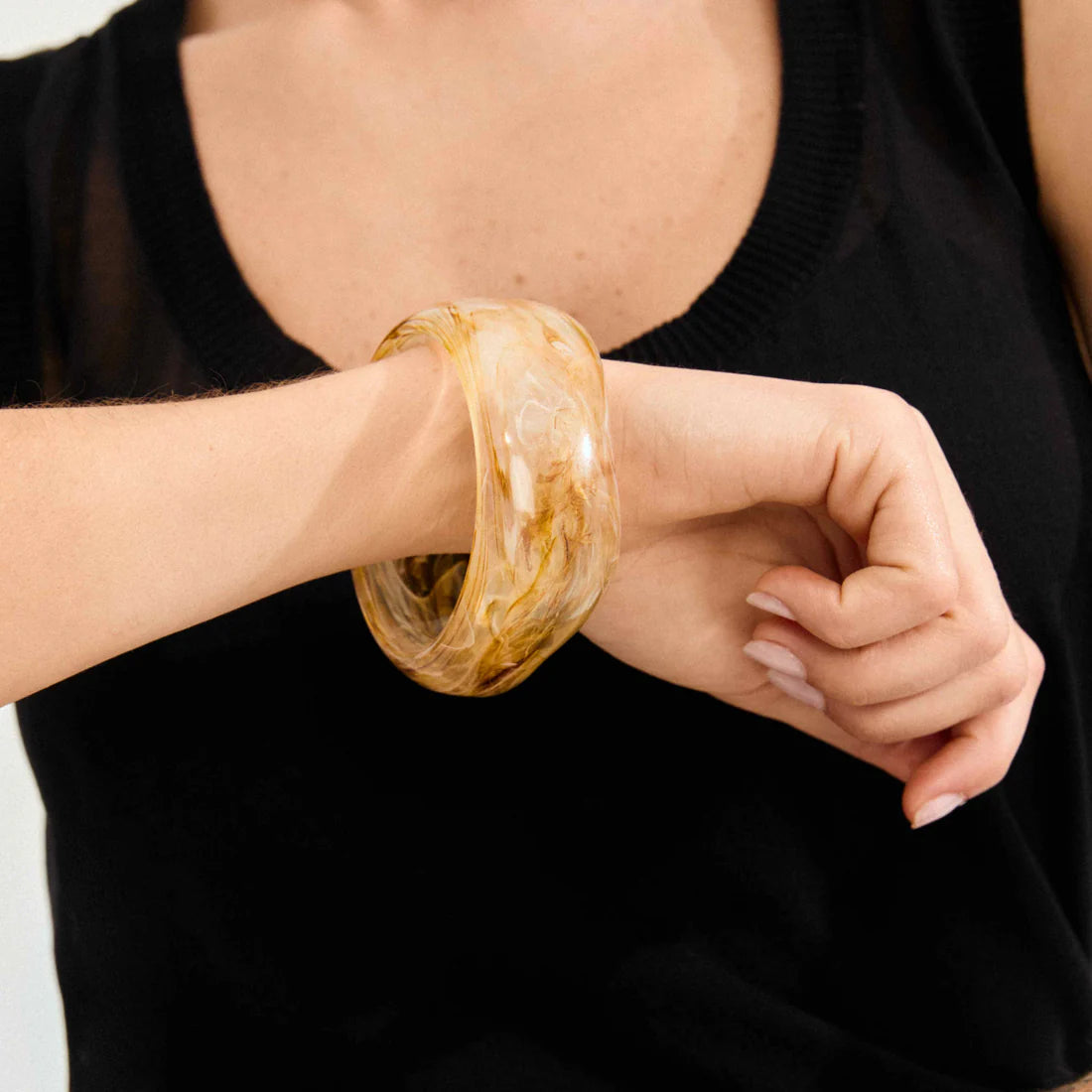 PILGRIM AASE RECYCLED MAXI BANGLE BRACELET - BIEGE
