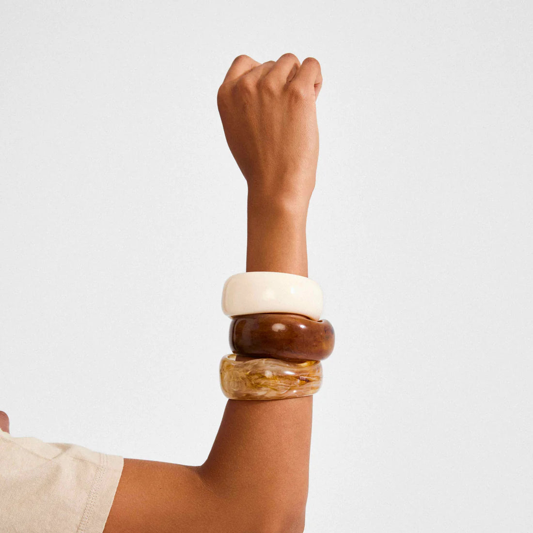 PILGRIM AASE RECYCLED MAXI BANGLE BRACELET - BIEGE