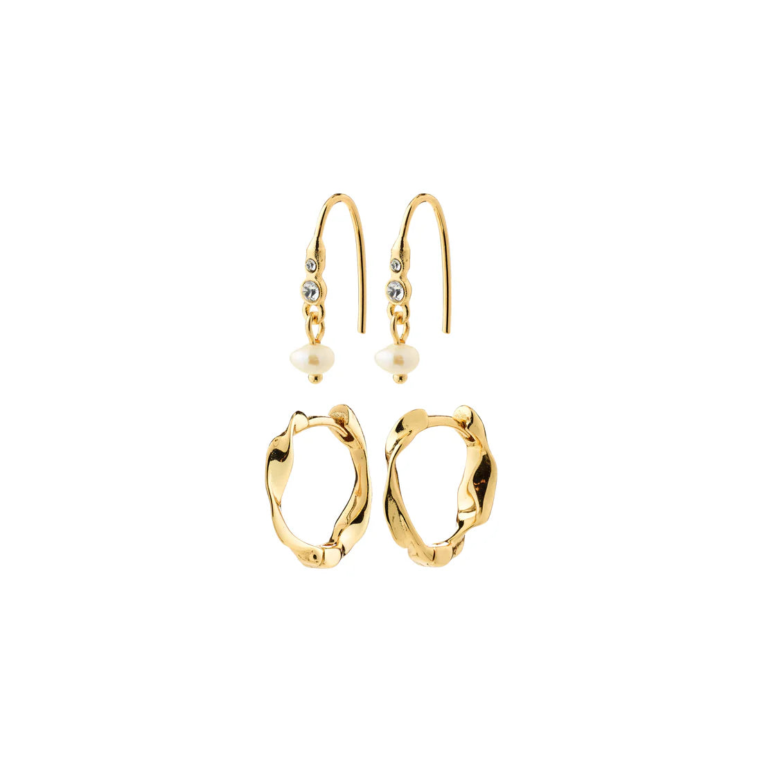 PILGRIM MORIN PEARL & CRYSTALS 2 IN 1 EARRING SET - GOLD