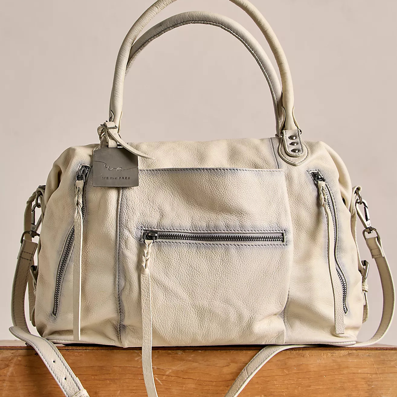 FREE PEOPLE EMERSON LEATHER TOTE - SALT