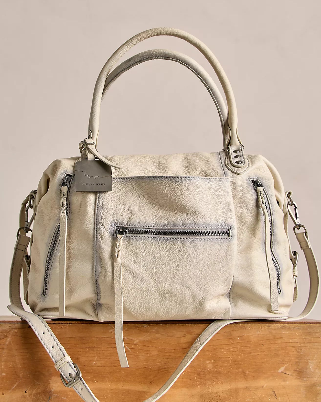 FREE PEOPLE EMERSON LEATHER TOTE - SALT