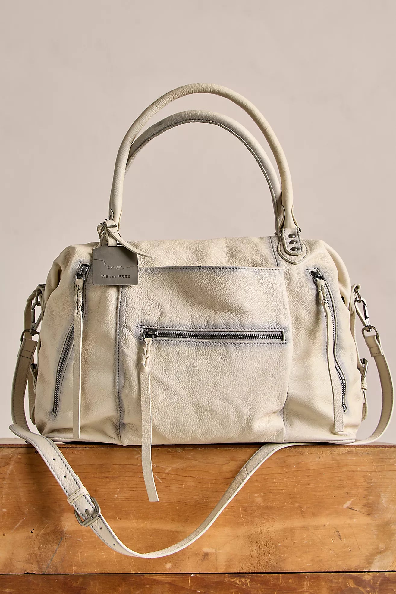 FREE PEOPLE EMERSON LEATHER TOTE - SALT