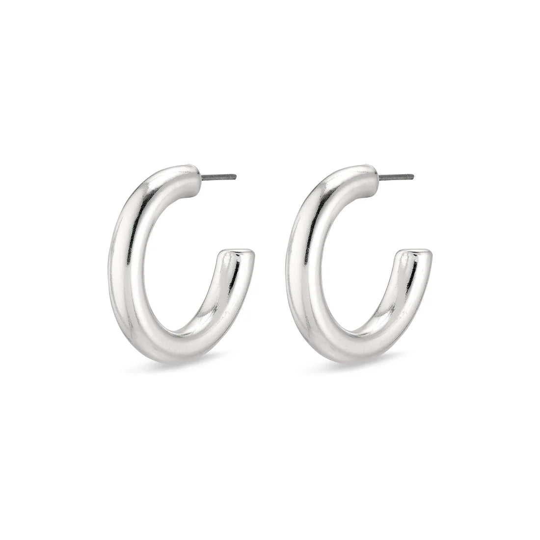 PILGRIM MADDIE CHUNKY RECYCLED SMALL HOOPS - SILVER