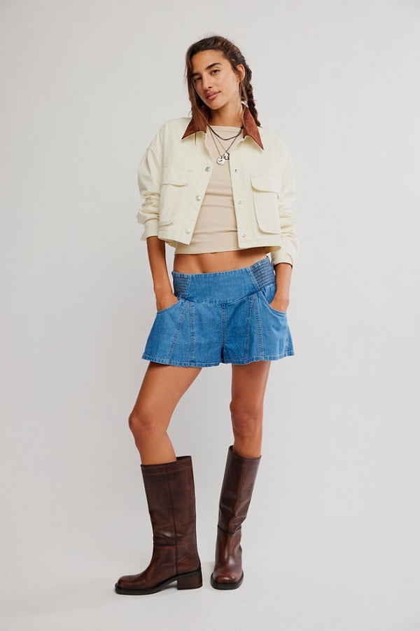 FREE PEOPLE LUNA PULL ON SHORT - SOLIE BLUE