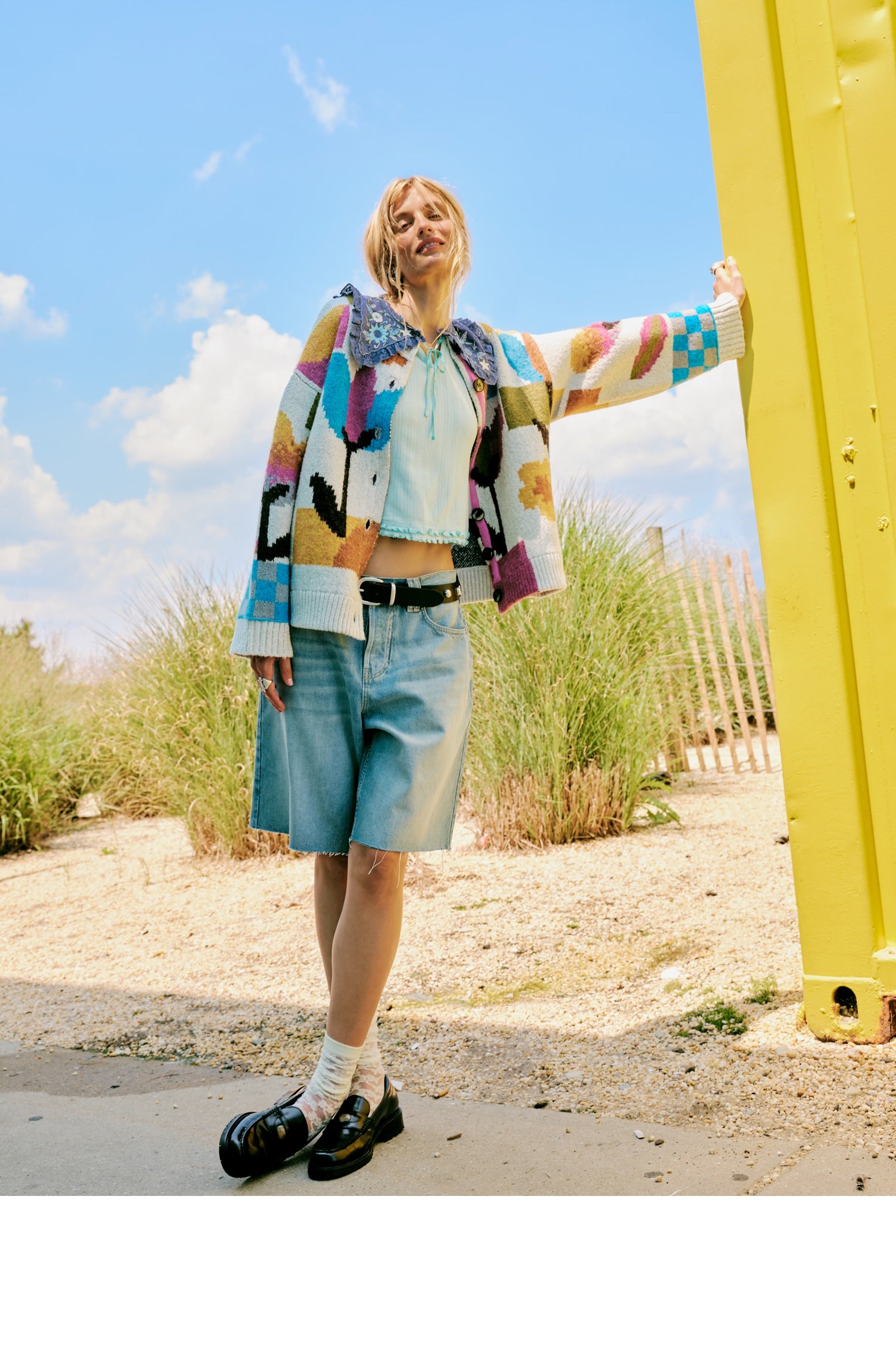 FREE PEOPLE TULIP WHIRL CARDIGAN - IVORY COMBO