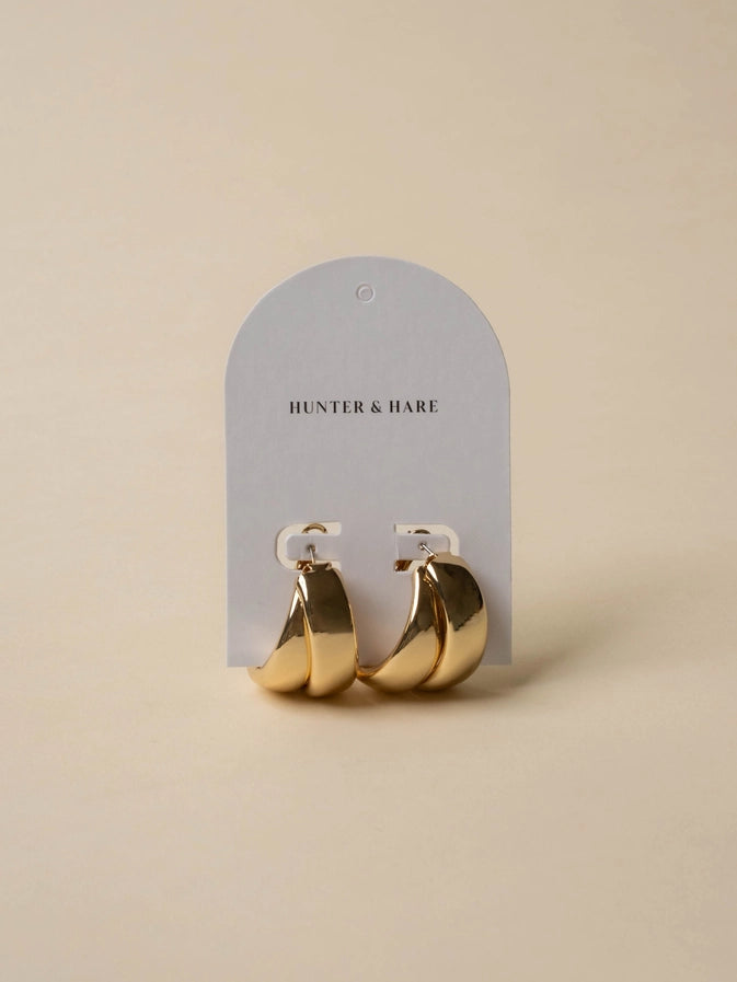 TESS DOUBLE LOOP HOOPS - GOLD