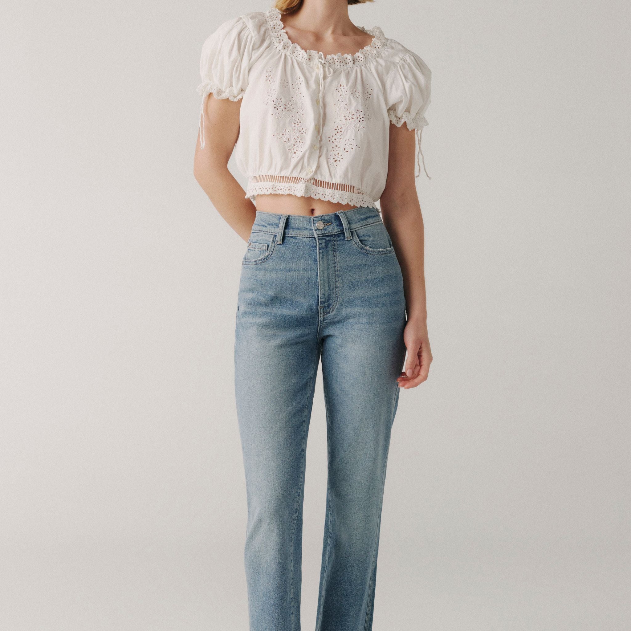 WARP + WEFT ASE STRAIGHT LEG JEANS - SPRING TIME IN THE PARK