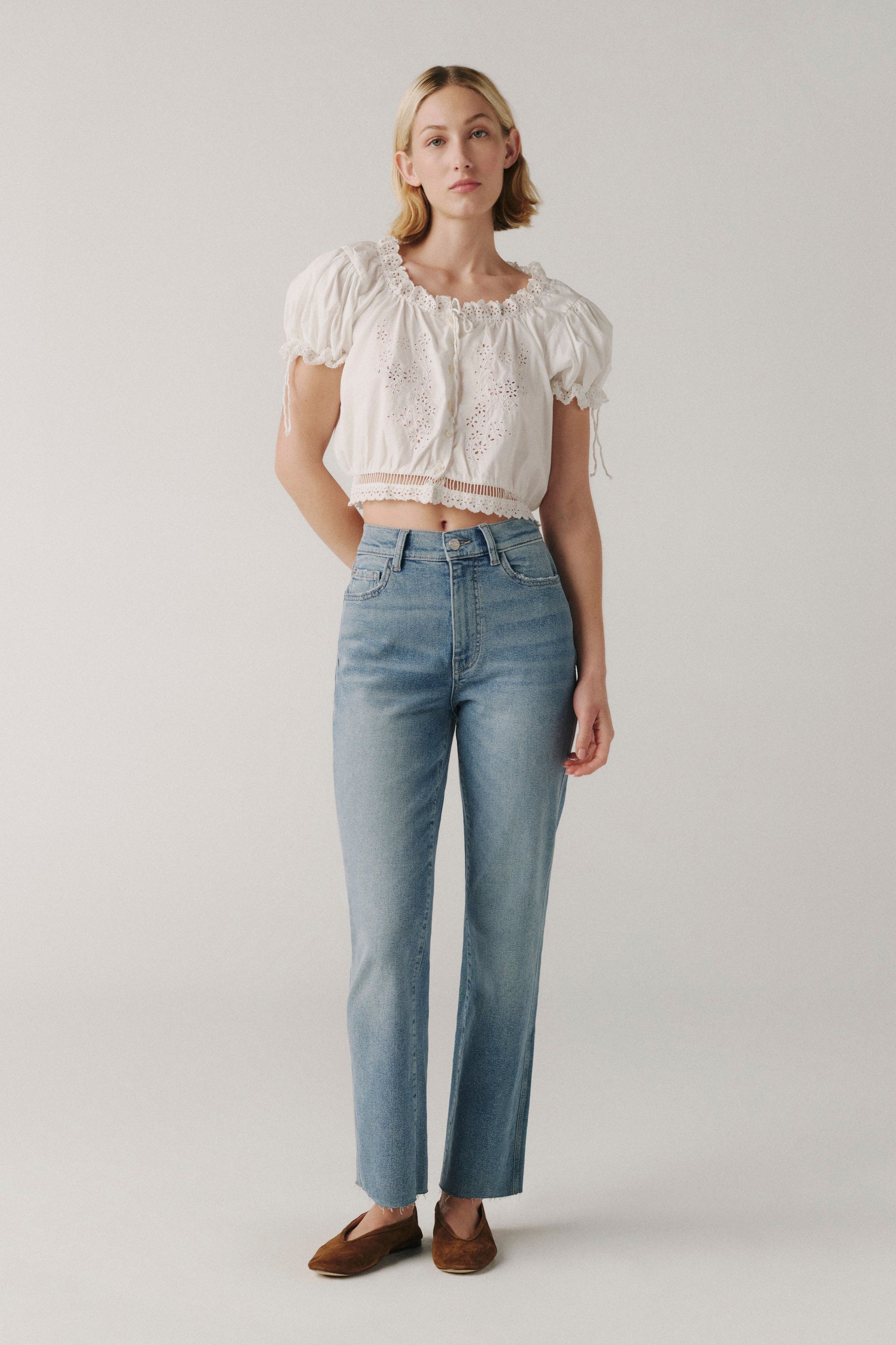 WARP + WEFT ASE STRAIGHT LEG JEANS - SPRING TIME IN THE PARK