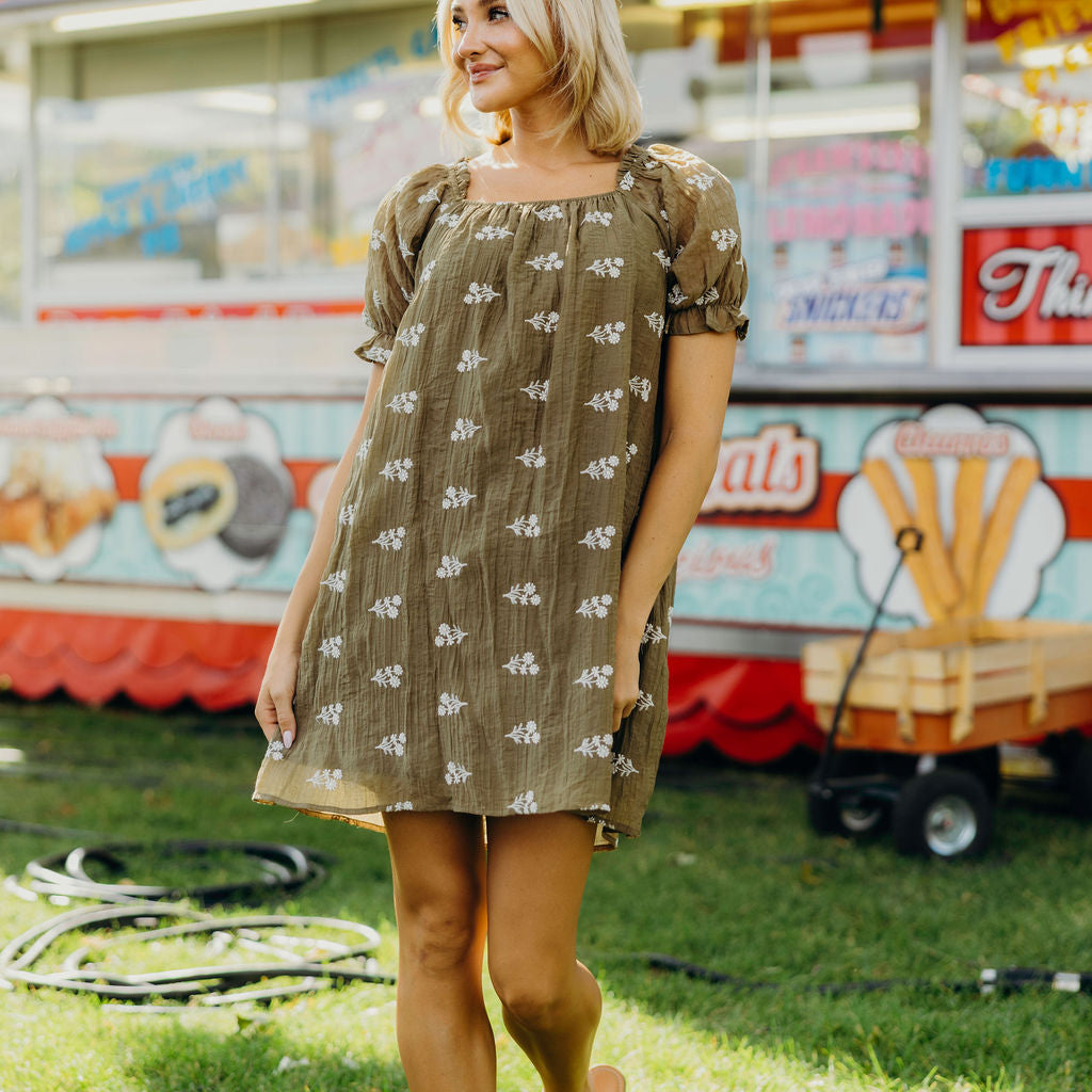 THE JORDY PRINTED DRESS - DRIED MEADOW