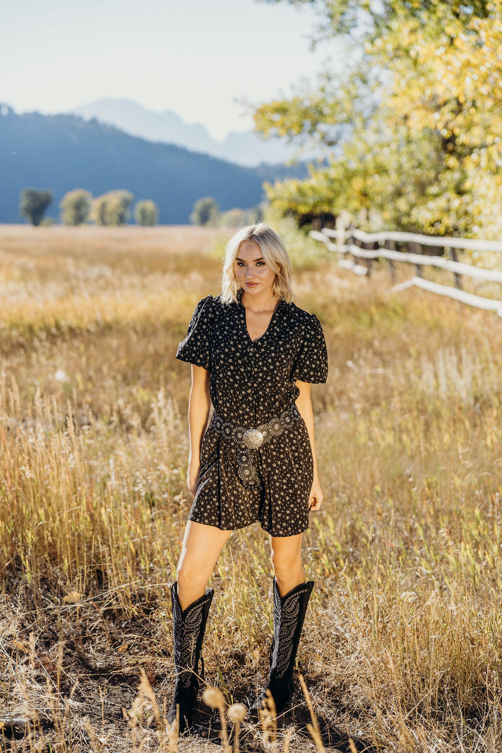 THE CHEYENNE PRINTED DRESS - BLACK
