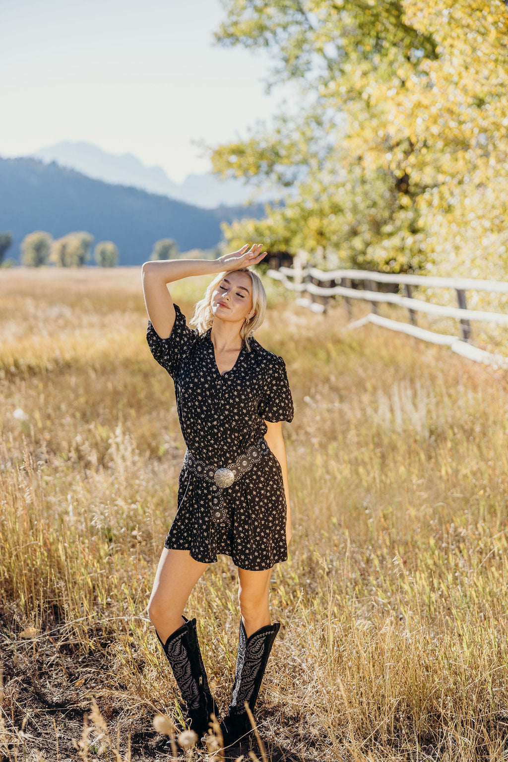 THE CHEYENNE PRINTED DRESS - BLACK