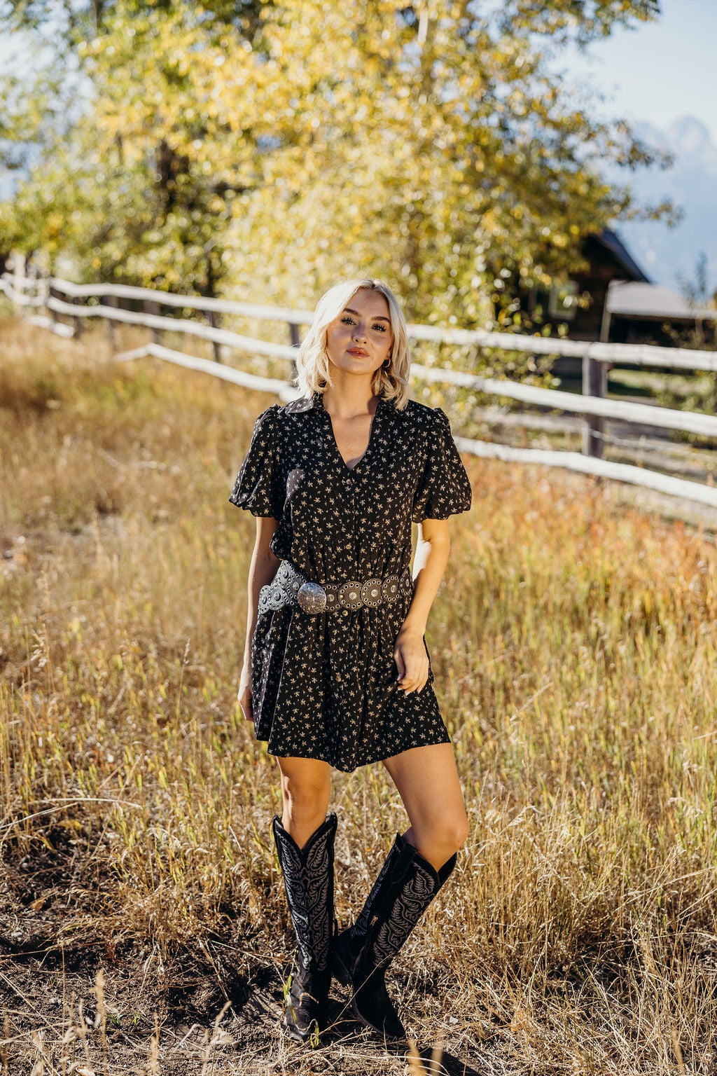 THE CHEYENNE PRINTED DRESS - BLACK