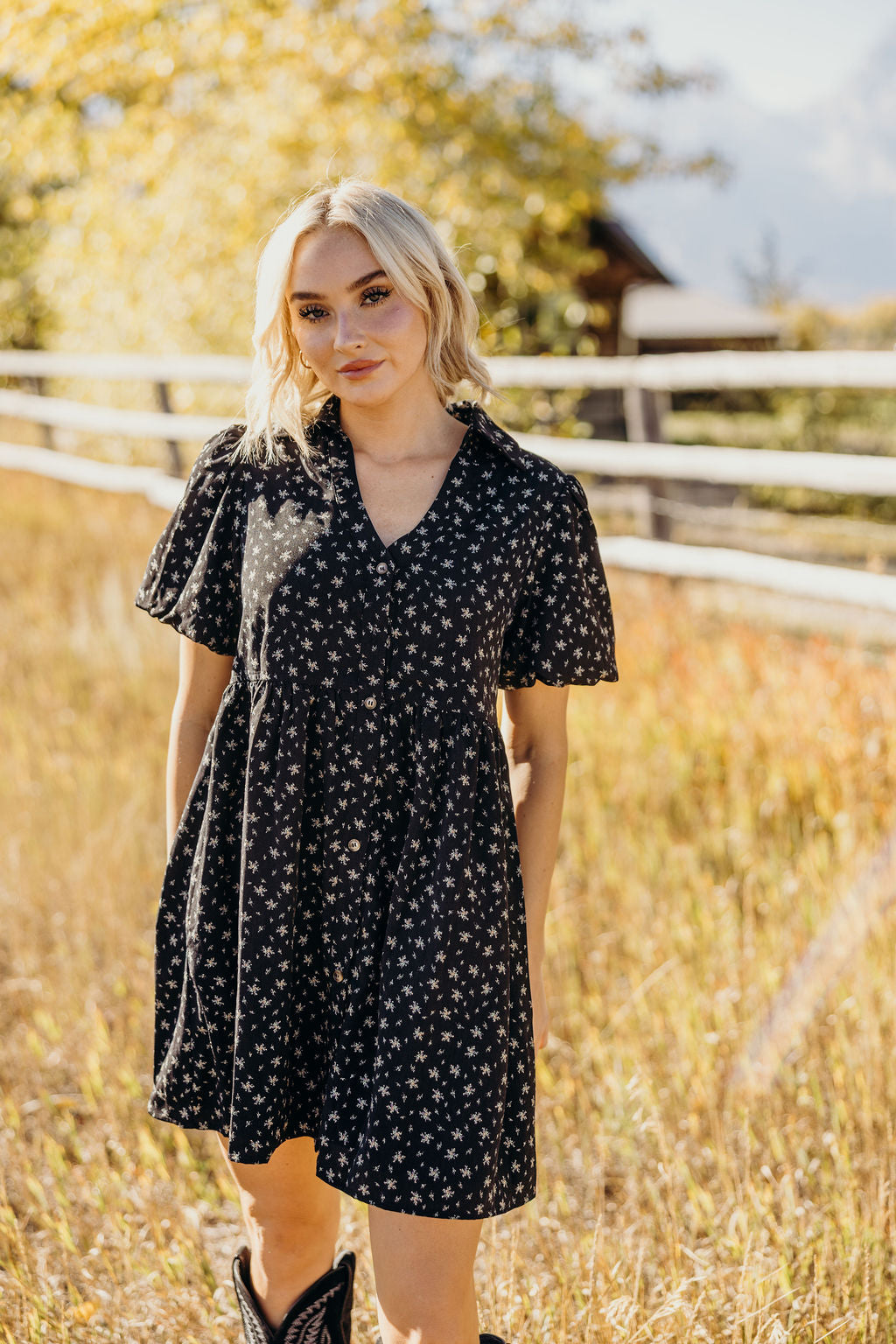 THE CHEYENNE PRINTED DRESS - BLACK