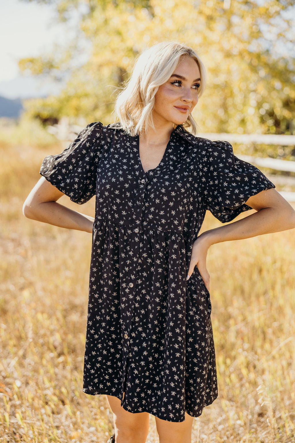 THE CHEYENNE PRINTED DRESS - BLACK