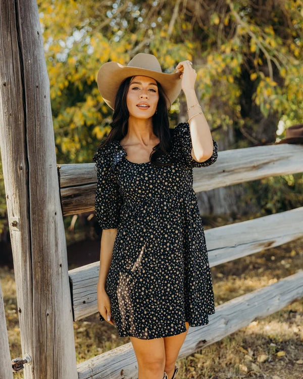 *PRE ORDER* SAMMIE PRINTED DRESS - SADDLE BLOSSOM