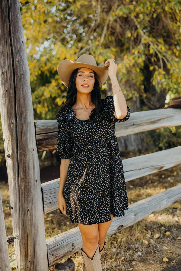 *PRE ORDER* SAMMIE PRINTED DRESS - SADDLE BLOSSOM