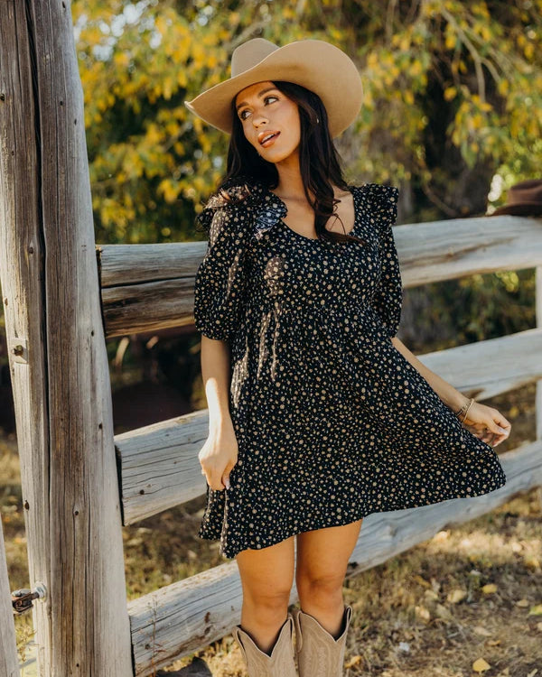 *PRE ORDER* SAMMIE PRINTED DRESS - SADDLE BLOSSOM