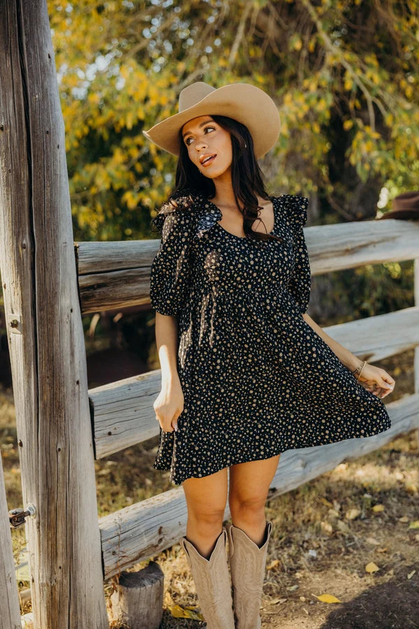 *PRE ORDER* SAMMIE PRINTED DRESS - SADDLE BLOSSOM