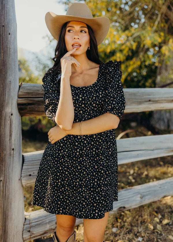 *PRE ORDER* SAMMIE PRINTED DRESS - SADDLE BLOSSOM