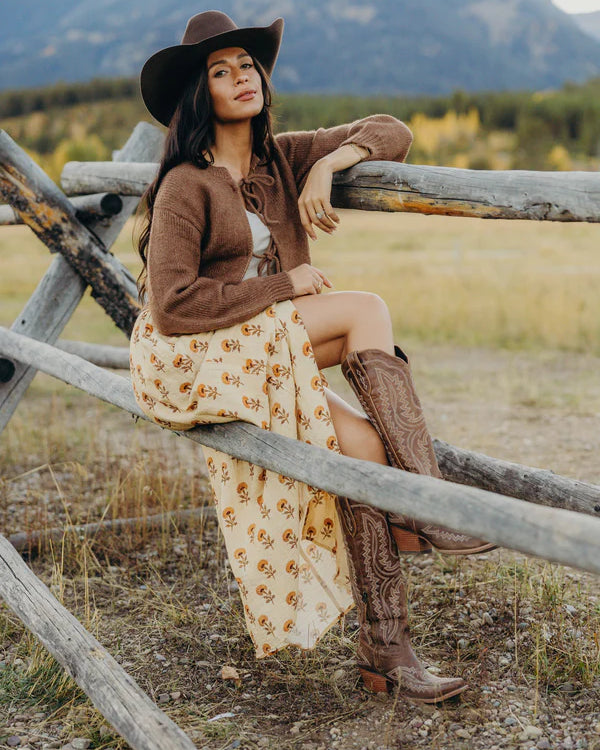 BOW FRONT CARDIGAN - FAWN
