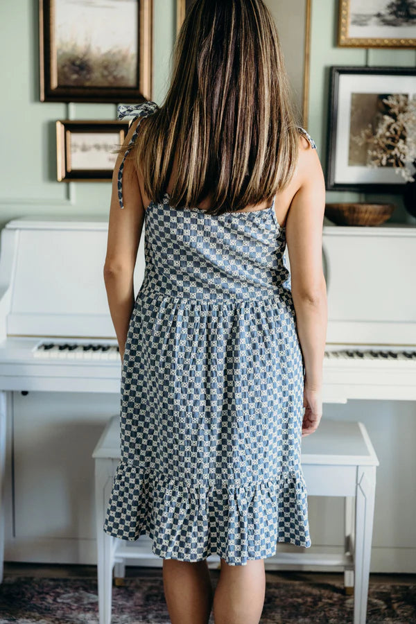 THE LEON CHECK DRESS - DENIM