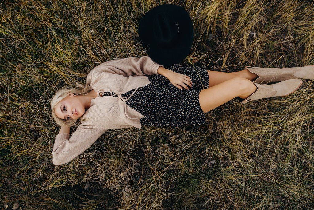 BOW FRONT CROP CARDIGAN - VANILLA CUSTARD