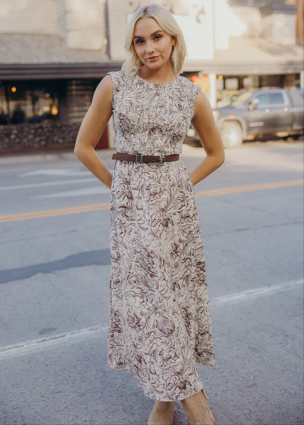 SONIA PRINTED MIDI DRESS - SKETCHBOOK