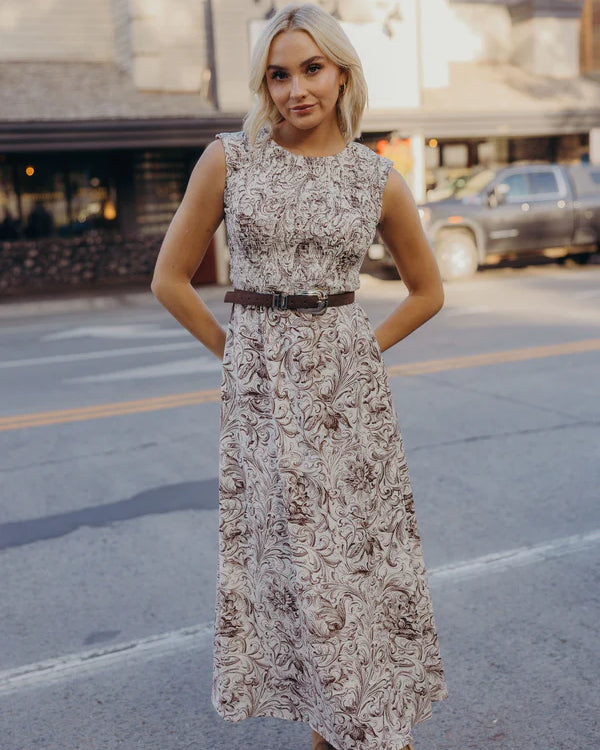 SONIA PRINTED MIDI DRESS - SKETCHBOOK