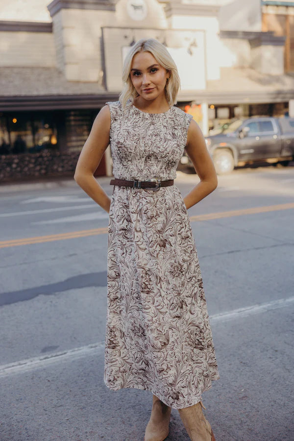 SONIA PRINTED MIDI DRESS - SKETCHBOOK