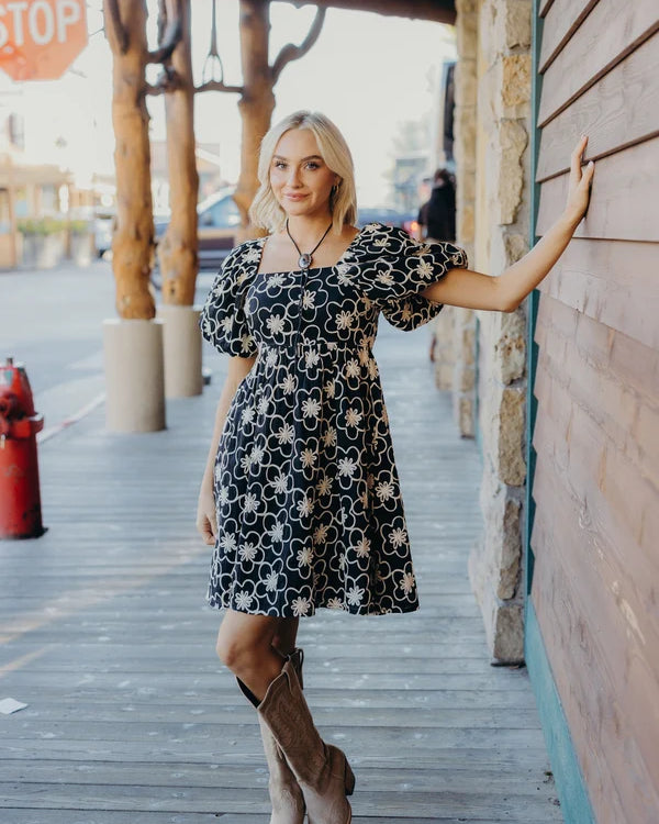 *PRE ORDER* TATUM PRINTED DRESS - GROOVY BLOSSOM