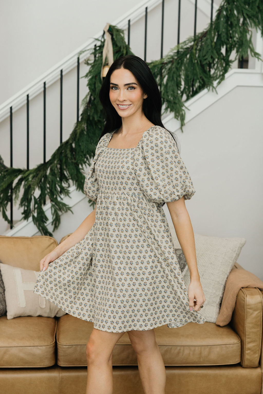TATUM PRINTED DRESS - COWGIRL BLUE