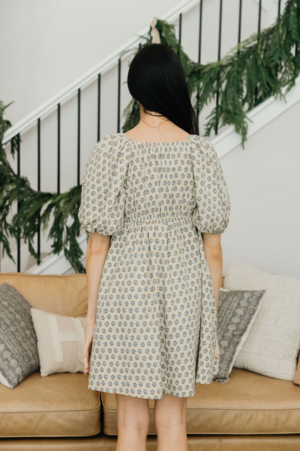 TATUM PRINTED DRESS - COWGIRL BLUE