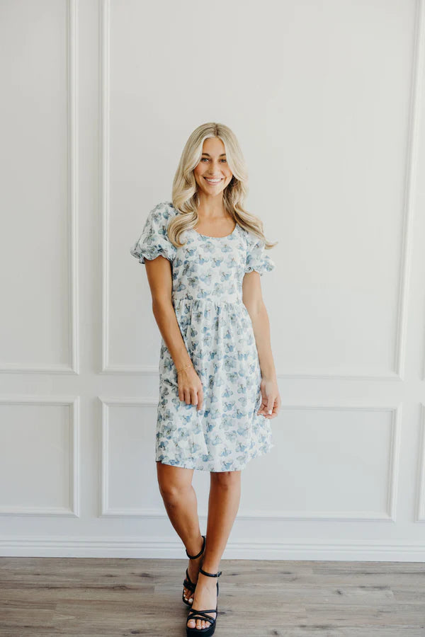 THE KRISTA FLORAL DRESS - DENIM DAISY