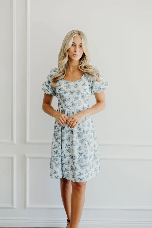 THE KRISTA FLORAL DRESS - DENIM DAISY