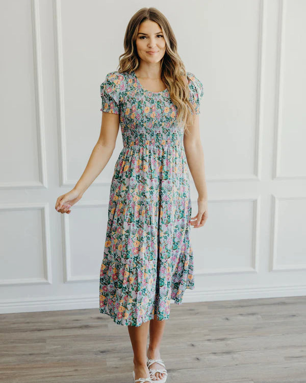 THE MCCALL MIDI DRESS - SAGE SERENITY